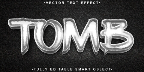 Gray Tomb Vector Fully Editable Smart Object Text Effect - obrazy, fototapety, plakaty