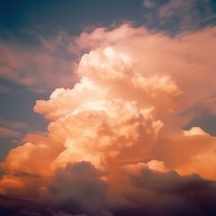 beautiful photography of clouds in the sky, rich orange colour grade, middle parting of the clouds...
