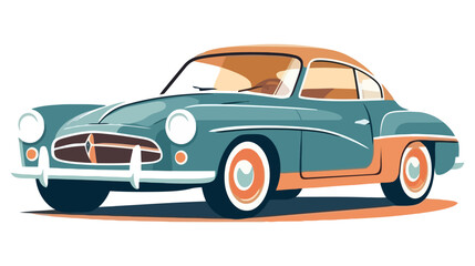 Naklejka premium Old car drawing isolated vector. Retro auto illustration. Antique vehicle for emblem, business card and design.