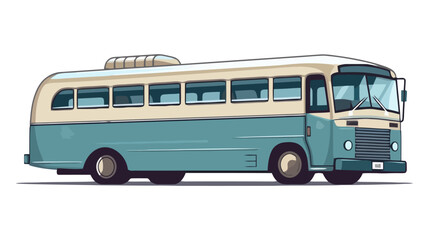 Old vintage american bus vector illustration. Retro passenger vehicle - obrazy, fototapety, plakaty