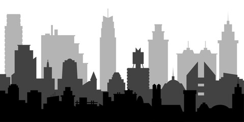 Modern city skyline silhouettes, stand alone skyscrapers and buildings for your own design.  - obrazy, fototapety, plakaty