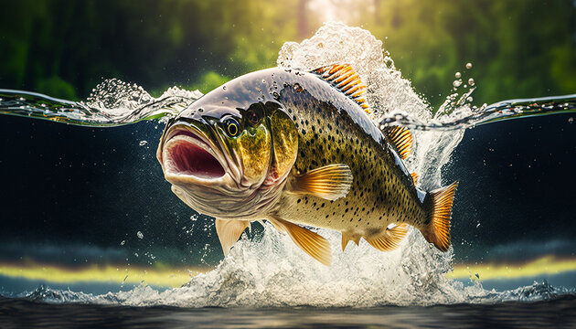 the fish jumps out of the water. Generative AI,