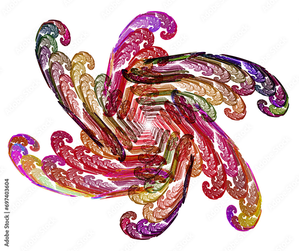 Aufkleber a colorful abstract gear is made up of many spirals. the propeller rotates on a white background. 3d