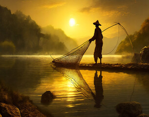 Fishing From a Sanpan