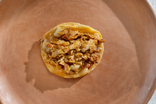 A top down view a tripa street taco.