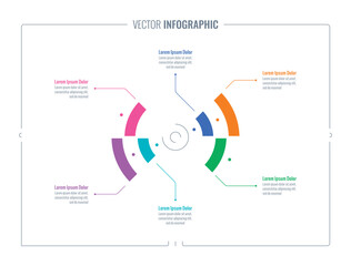 six steps round infographic template. graphical information template. infographic design