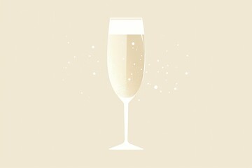 Minimalist Elegant Champagne Flute with Bubbles on Soft Beige Background