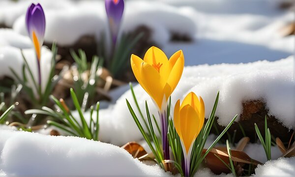 crocuses in snow