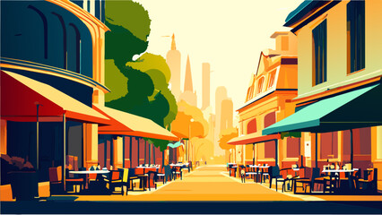 A street cafe in the heart of the city. vektor icon illustation