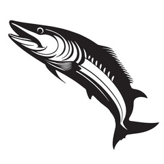 Barracuda silhouettes and icons. black flat color simple elegant white background Barracuda animal vector and illustration.