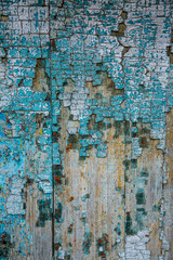 Texture of an old blue wooden wall, shabby fence