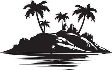 Island silhouette vector illustration. Island silhouette, Icon and Sign. - obrazy, fototapety, plakaty