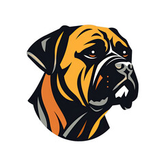 A Bullmastiff Dog as Minimalist Icon. Isolated on a Transparent Background. Cutout PNG.