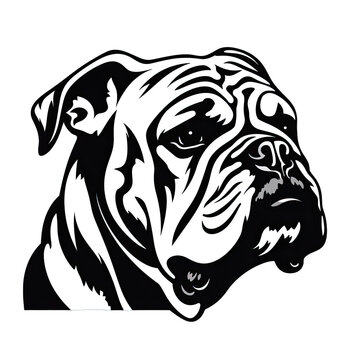 A Australian Bulldog Dog Minimalistic 2d Silhouette. Isolated on a Transparent Background. Cutout PNG.