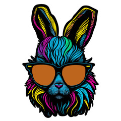 colors rabbit in sunglasses