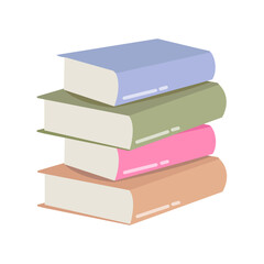 Pile of vector books in flat style isolated on white background. Stack of four books. Concept of reading and learning