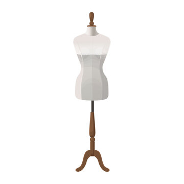Sewing mannequin on stand isolated on white background. Tailor's mannequin