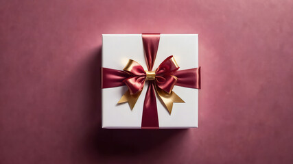 gift box on red background.Created with Generative Ai technology