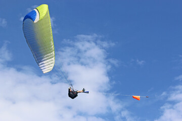 Paraglider being towed by a winch
