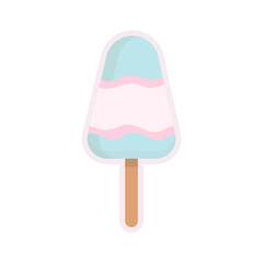 Bubble gum ice cream isolated on white. Cute bubble gum ice cream. Ice lolly sticker. Ice cream vector illustration.