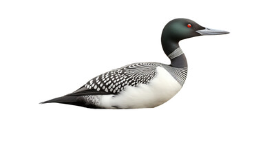 Tranquil Waterside Encounter with a Loon Isolated on Transparent Background PNG.