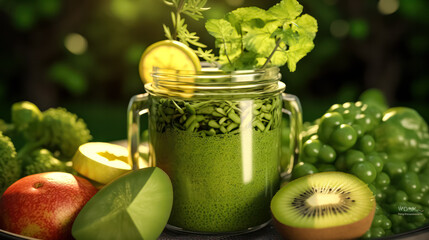 Revitalize with a glass of green smoothie, a blend of vegetables and fruits.