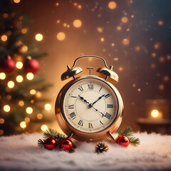 Countdown. Christmas banner. Vintage clock on Magic background. greeting card, headers for website.