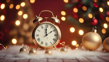 Obraz na płótnie Canvas Countdown. Christmas banner. Vintage clock on Magic background. greeting card, headers for website.