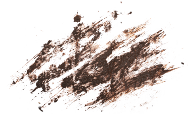 Drops of mud sprayed isolated on white background 