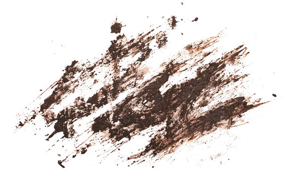 Drops of mud sprayed isolated on white background 