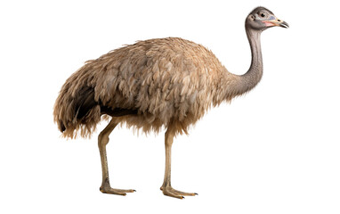 Majestic Ostrich Strutting Across the Savannah Isolated on Transparent Background PNG.