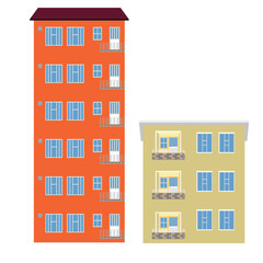 Naklejka premium two multi-storey buildings with balconies