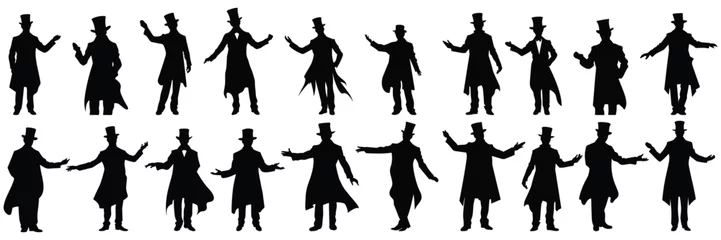 Tuinposter Magician silhouettes set, large pack of vector silhouette design, isolated white background © FutureFFX