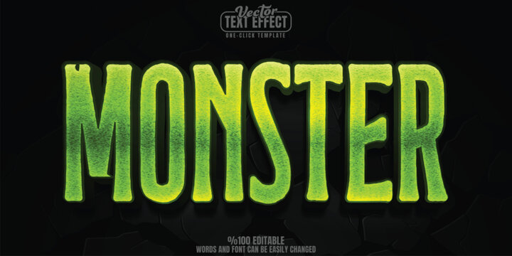 Monster editable text effect, customizable horror and zombie 3D font style