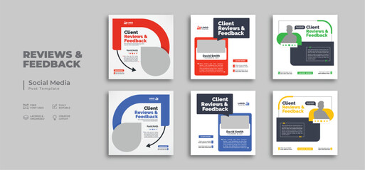 Client testimonials or customer feedback social media post web banner template, Square web banner templates.