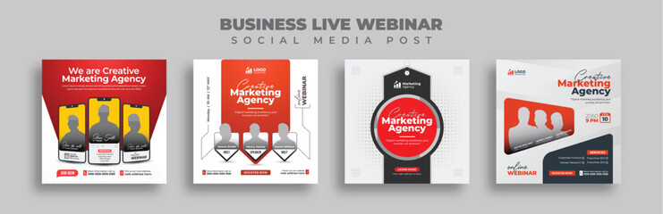 Business Marketing Live Webinar social media post, Digital Marketing Online Webinar Instagram Post, Creative Web Banner Template Design.