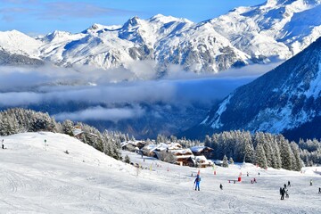 Courchevel ski resort by winter 