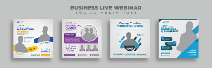 Business Marketing Live Webinar social media post, Digital Marketing Online Webinar Instagram Post, Creative Web Banner Template Design. - obrazy, fototapety, plakaty