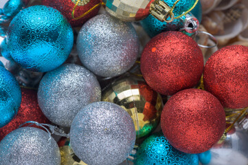 multi-colored Christmas tree decorations as a background 2