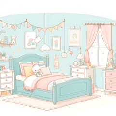 baby child bedroom cartoon in pastel color