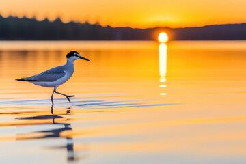A sea bird at a polluted beach, representing the devastating impact of pollution on coastal ecosystems and emphasizing the need for global efforts to protect the world's ocean