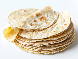 Wheat of Mexican tortillas isolated on white background. 