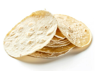 Wheat of Mexican tortillas isolated on white background. 