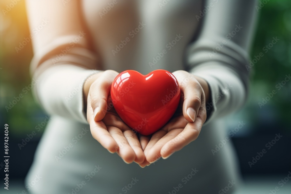 Aufkleber heart in hands. background with selective focus and copy space