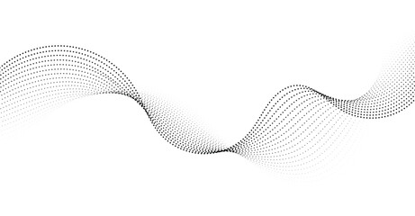 Flowing Dot Wave Pattern Halftone Curve Shape on Transparent Background - obrazy, fototapety, plakaty