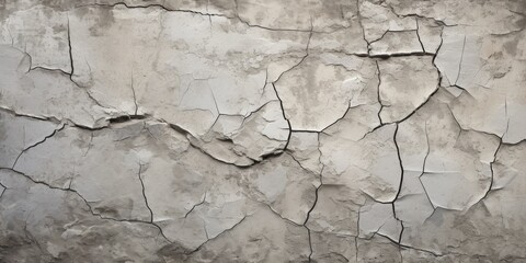Crack in Old Gray Wall, Consequences of Earthquake Illustration, Cracked Wall Texture, Pattern,