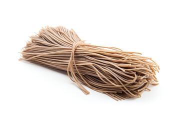 Dry Soba Isolated, Raw Buckwheat Noodles, Uncooked Buck Wheat Pasta, Soba Spaghetti