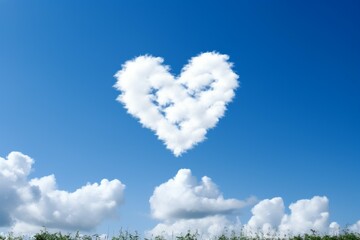 Obraz premium Cloud in the shape of a heart. Backdrop with selective focus and copy space for the inscription