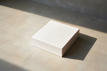 Blank white wide cardboard box
