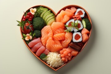 Sushi in shape of heart, Valentine’s Day concept
